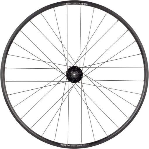 Quality Wheels Value Double Wall Series Disc Front Wheel - 27.5", QR x 100mm, 6-Bolt/Rim, Black - Image 3