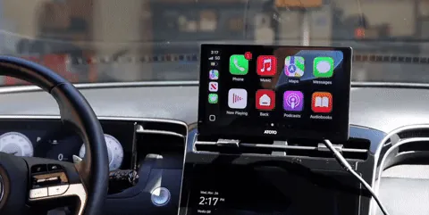 BlackVue dash cam mounted on windshield inside a parked car